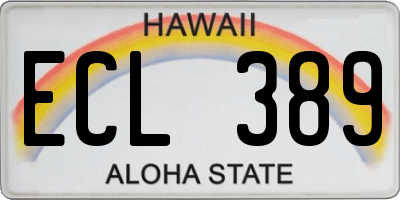 HI license plate ECL389