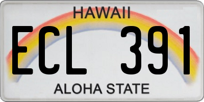 HI license plate ECL391