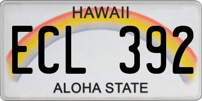 HI license plate ECL392
