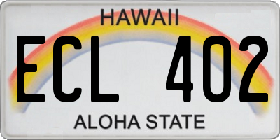HI license plate ECL402