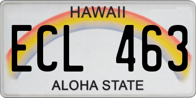 HI license plate ECL463