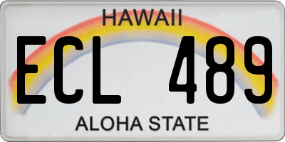 HI license plate ECL489