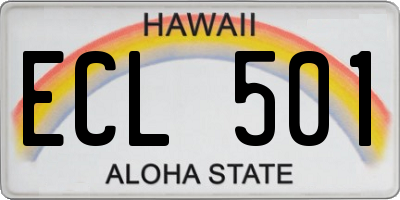 HI license plate ECL501