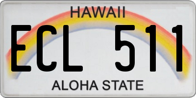 HI license plate ECL511