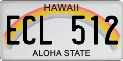 HI license plate ECL512