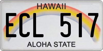 HI license plate ECL517