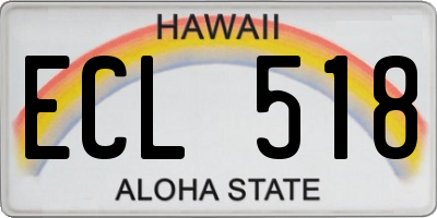 HI license plate ECL518