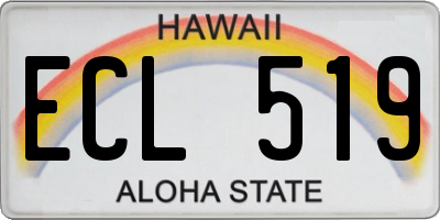 HI license plate ECL519