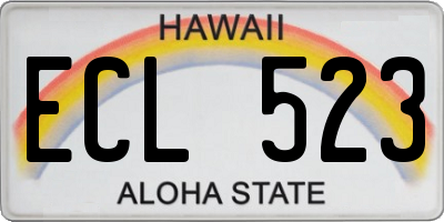 HI license plate ECL523