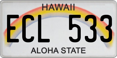 HI license plate ECL533