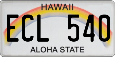 HI license plate ECL540