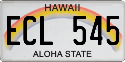HI license plate ECL545