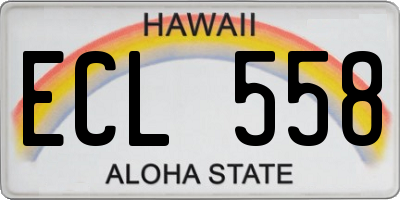 HI license plate ECL558
