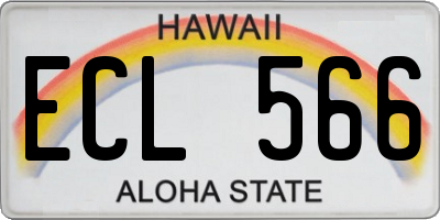 HI license plate ECL566