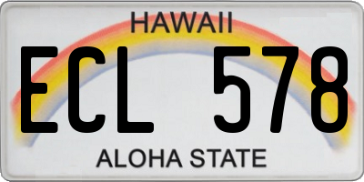 HI license plate ECL578