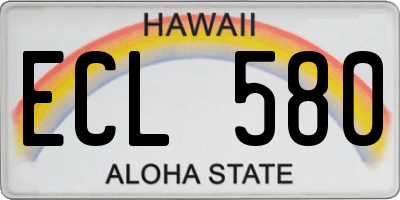 HI license plate ECL580