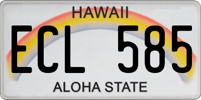 HI license plate ECL585