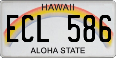 HI license plate ECL586
