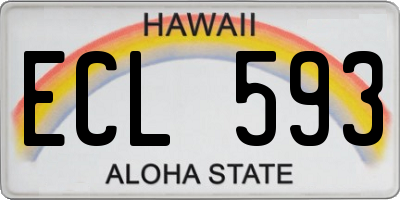 HI license plate ECL593