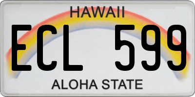 HI license plate ECL599