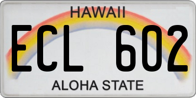 HI license plate ECL602