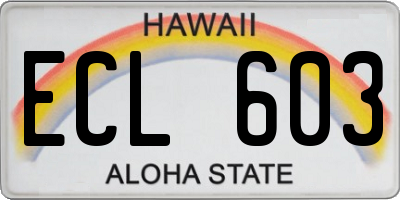 HI license plate ECL603