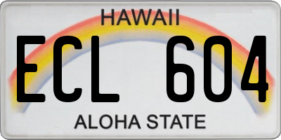 HI license plate ECL604