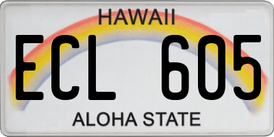 HI license plate ECL605