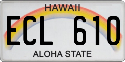 HI license plate ECL610