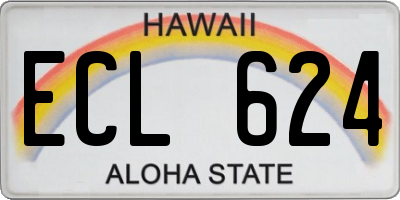 HI license plate ECL624