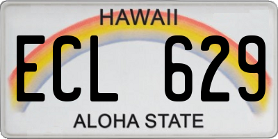 HI license plate ECL629