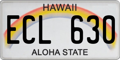 HI license plate ECL630