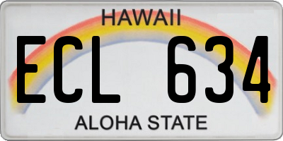 HI license plate ECL634