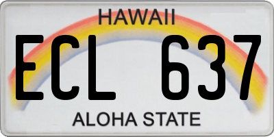 HI license plate ECL637