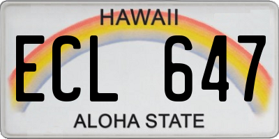 HI license plate ECL647