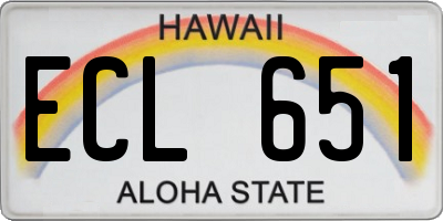 HI license plate ECL651