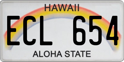HI license plate ECL654