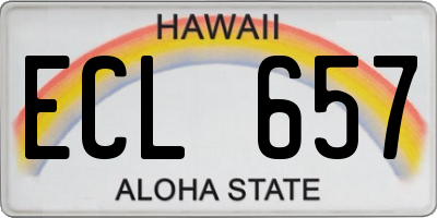 HI license plate ECL657