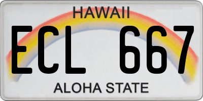 HI license plate ECL667