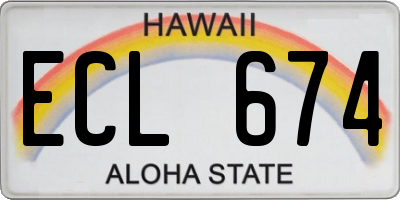 HI license plate ECL674