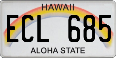 HI license plate ECL685