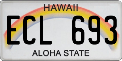 HI license plate ECL693