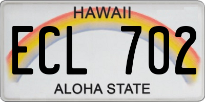HI license plate ECL702