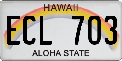 HI license plate ECL703