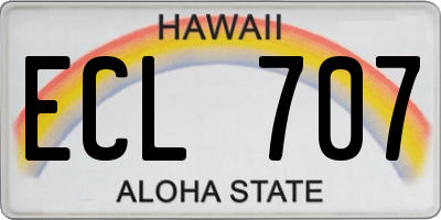 HI license plate ECL707