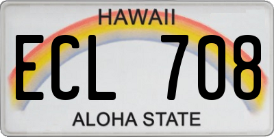 HI license plate ECL708
