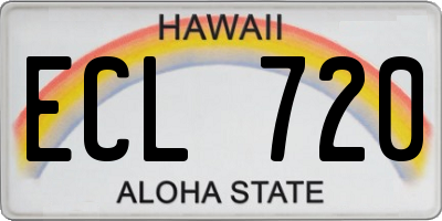HI license plate ECL720