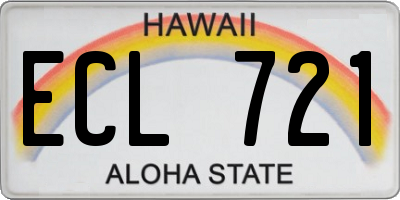 HI license plate ECL721