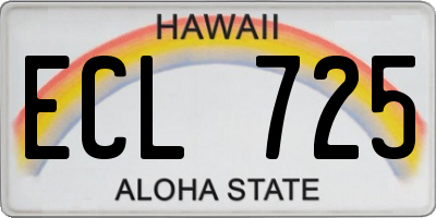 HI license plate ECL725