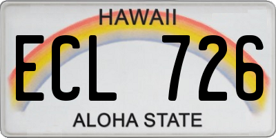 HI license plate ECL726
